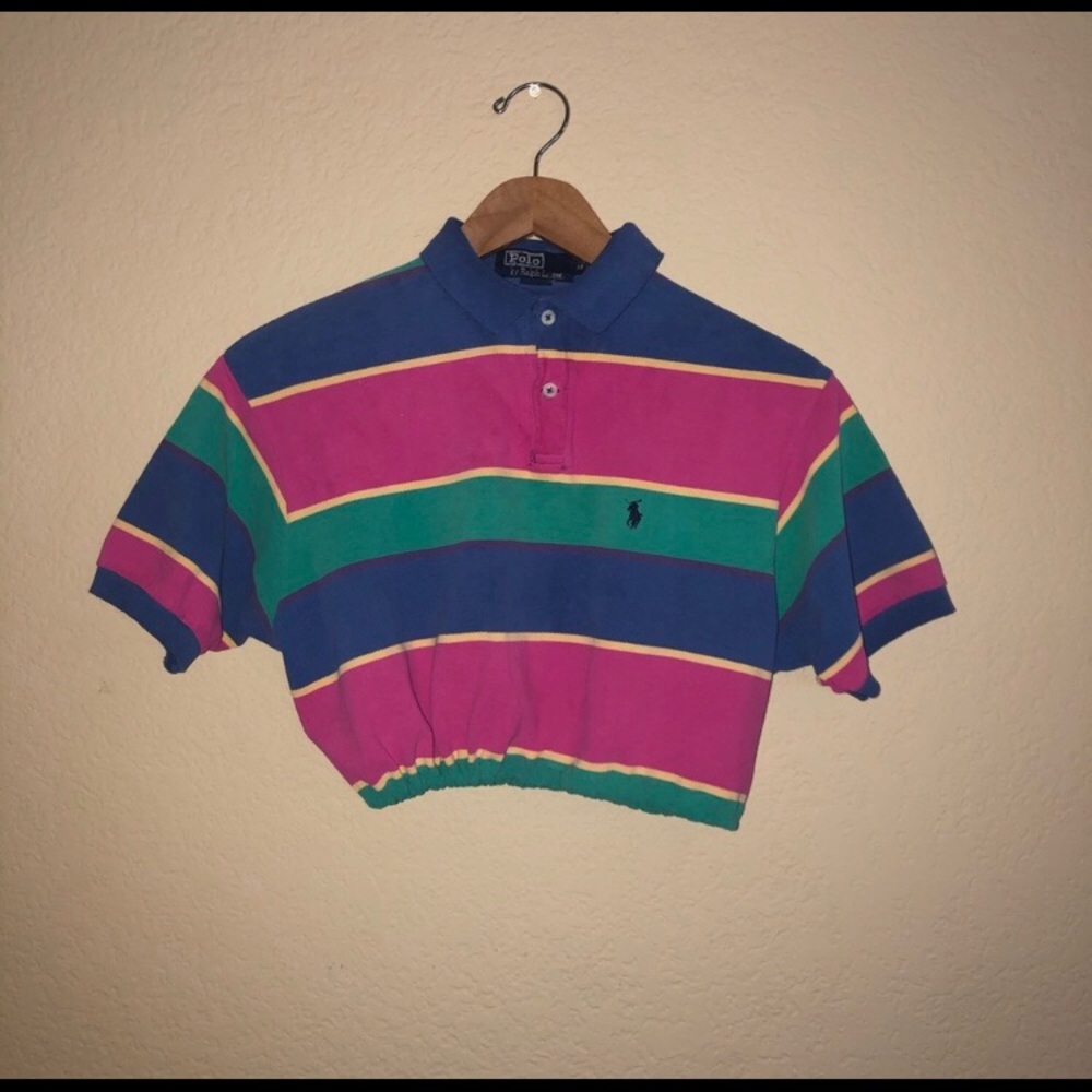 Polo Ralph Lauren Striped Polo Crop Top
